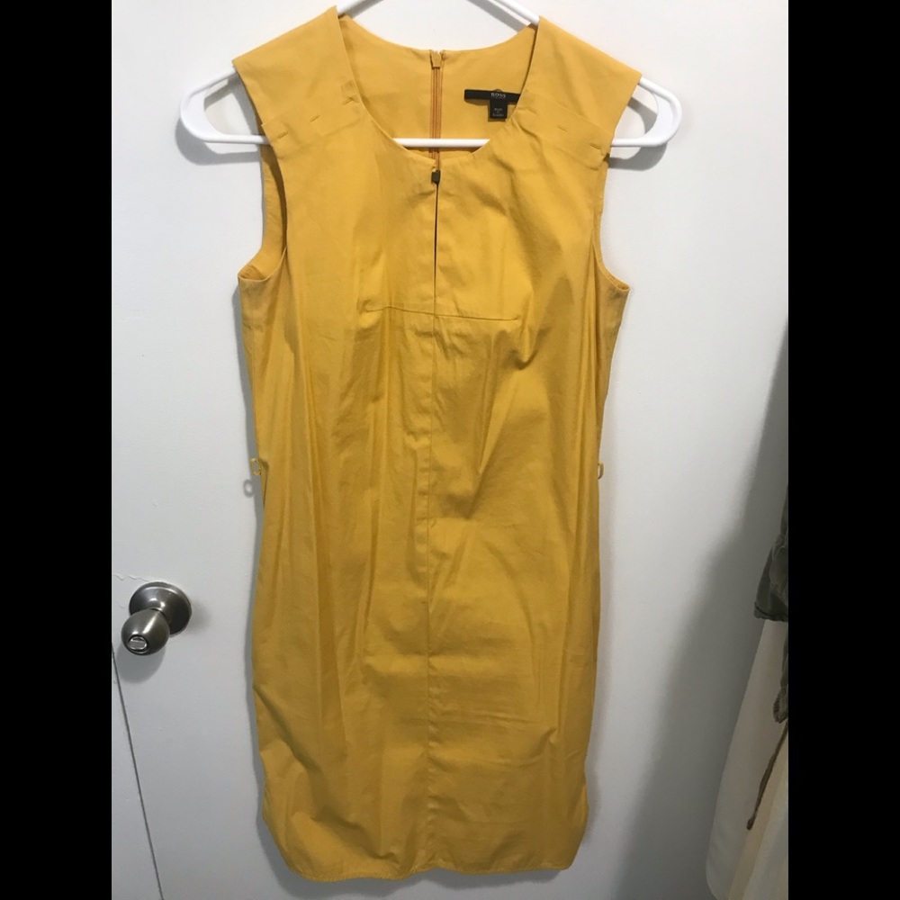 BOSS by Hugo Boss mustard sleeveless sheath dress